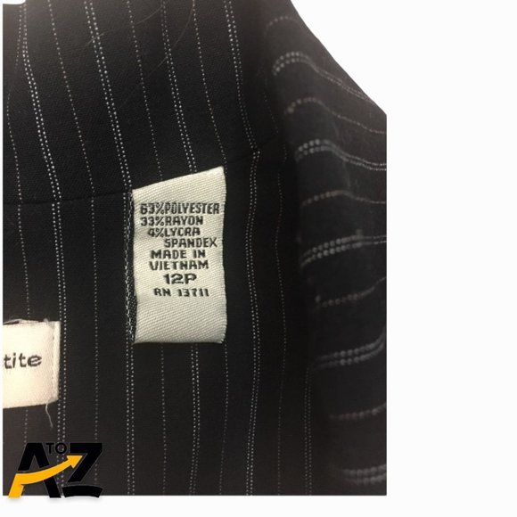 Women's Amanda Smith Black Pinstripe Suit Jacket & Pants Size 12P - Picture 9 of 16